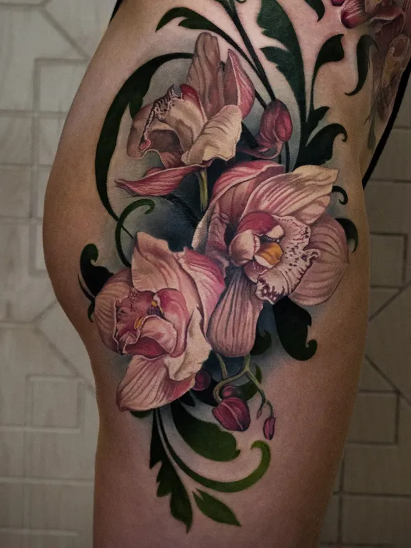 Archidea tattoo on the thigh