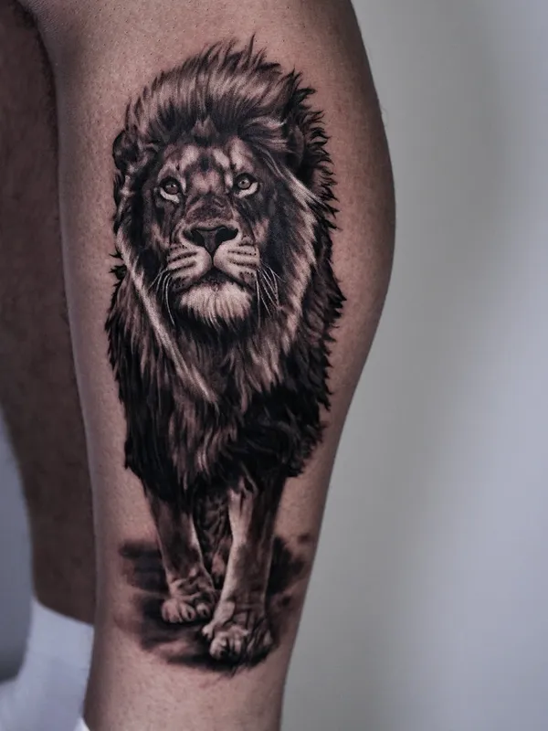Сalf tattoo lion