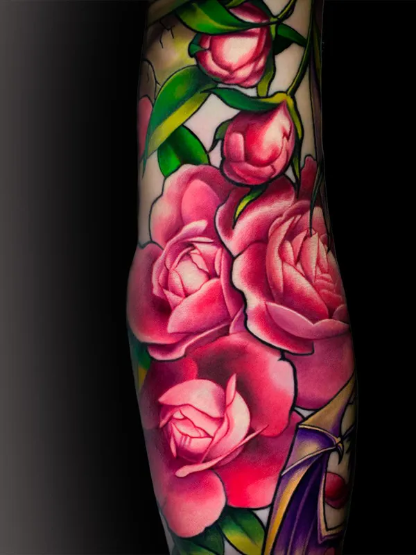 Delicate peony tattoo